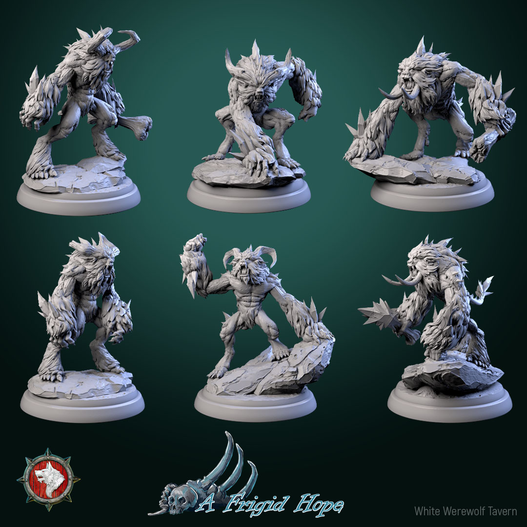 Winterbeasts set 6 miniatures 32mm pre-supported